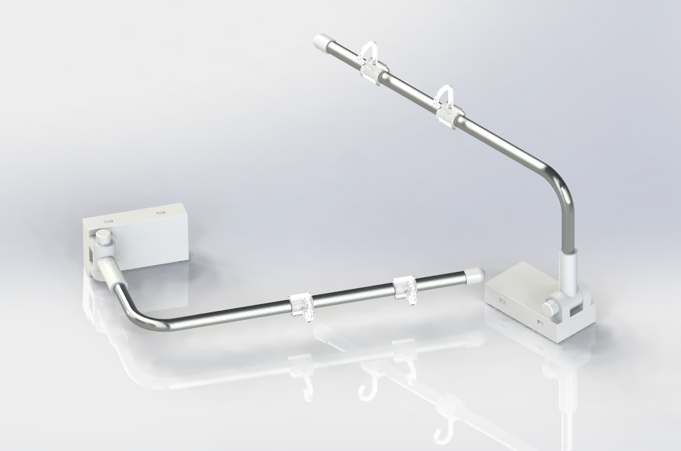 Rectangular magnetic base with L aluminum tube and hooks