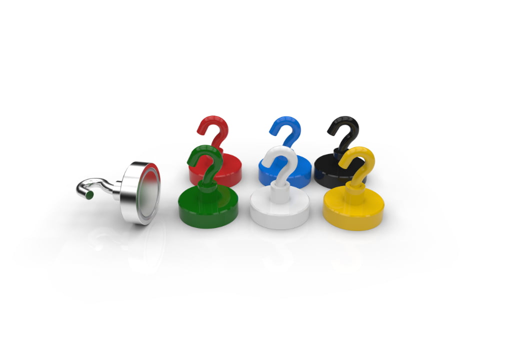 Ferrite flat pot magnet with hook, power coated